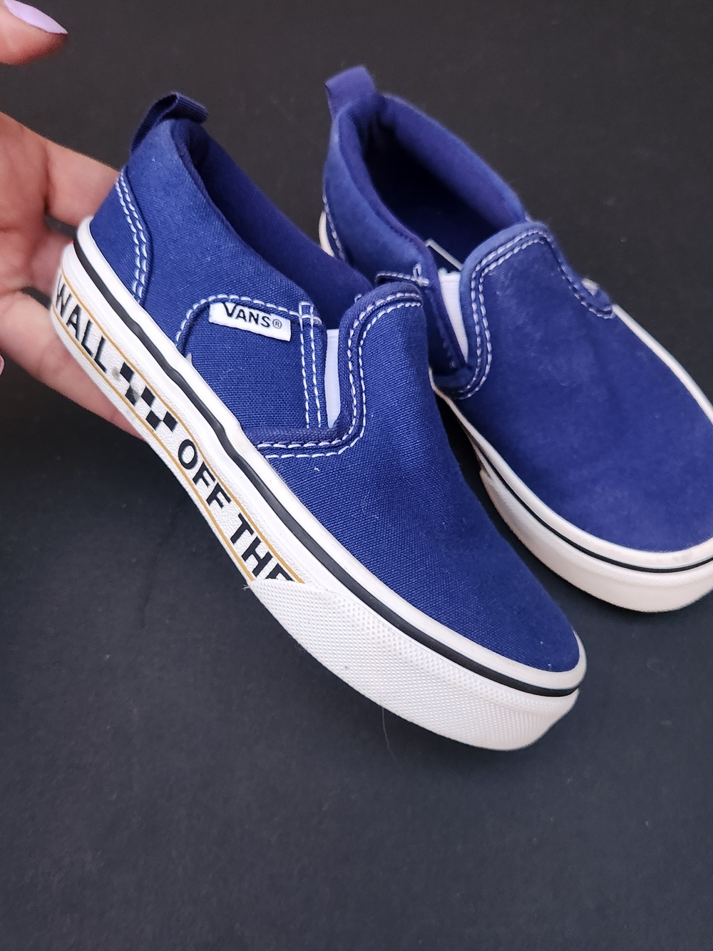 Vans Kids Slip-On Canvas Shoes in Navy Blue 11c